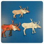 Movable reindeer ready to pull the sleigh