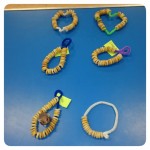 We also made bird feeders using cereal and pipecleaners