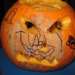 Look how scary our pumpkin looks!