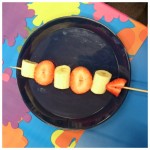 We made some tasty healthy fruit kebabs on our cooking night