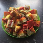 After making rainbow cupcakes the previous week we decided to go one better and make one big rainbow cake, it was delicious!
