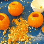 We had fun scooping out the pumpkins and playing in the seeds