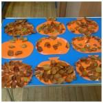 We made some leaf pumpkins for Halloween