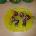 Another Tuesday cooking club, we made fruit kebabs this time