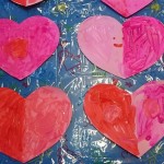 We painted some hearts for valentines day
