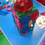 Building with magnetic tiles, so much fun
