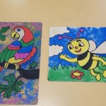 We had fun creating these colourful sand pictures