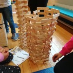 they particularly enjoyed the wooden blocks and built this amazing tower with them