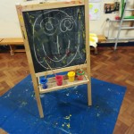 chalk drawing on the easel
