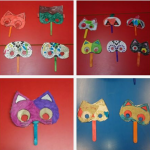 Sporting out our Halloween outfits by making masks