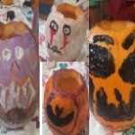 We painted the pumpkins with spooky faces